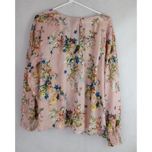 NWT Worthington Woman Katrina Floral Pink Semi-Sheer Blouse Size 0X - Picture 2 of 6